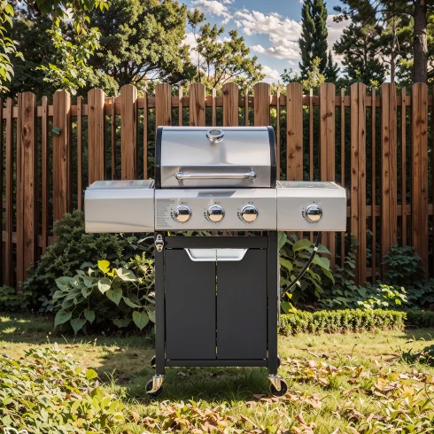 Propane Grill 3 Burner Barbecue Grill Stainless Steel Gas Grill with Side Burner and Cover for Outdoor Bbq, Ca
