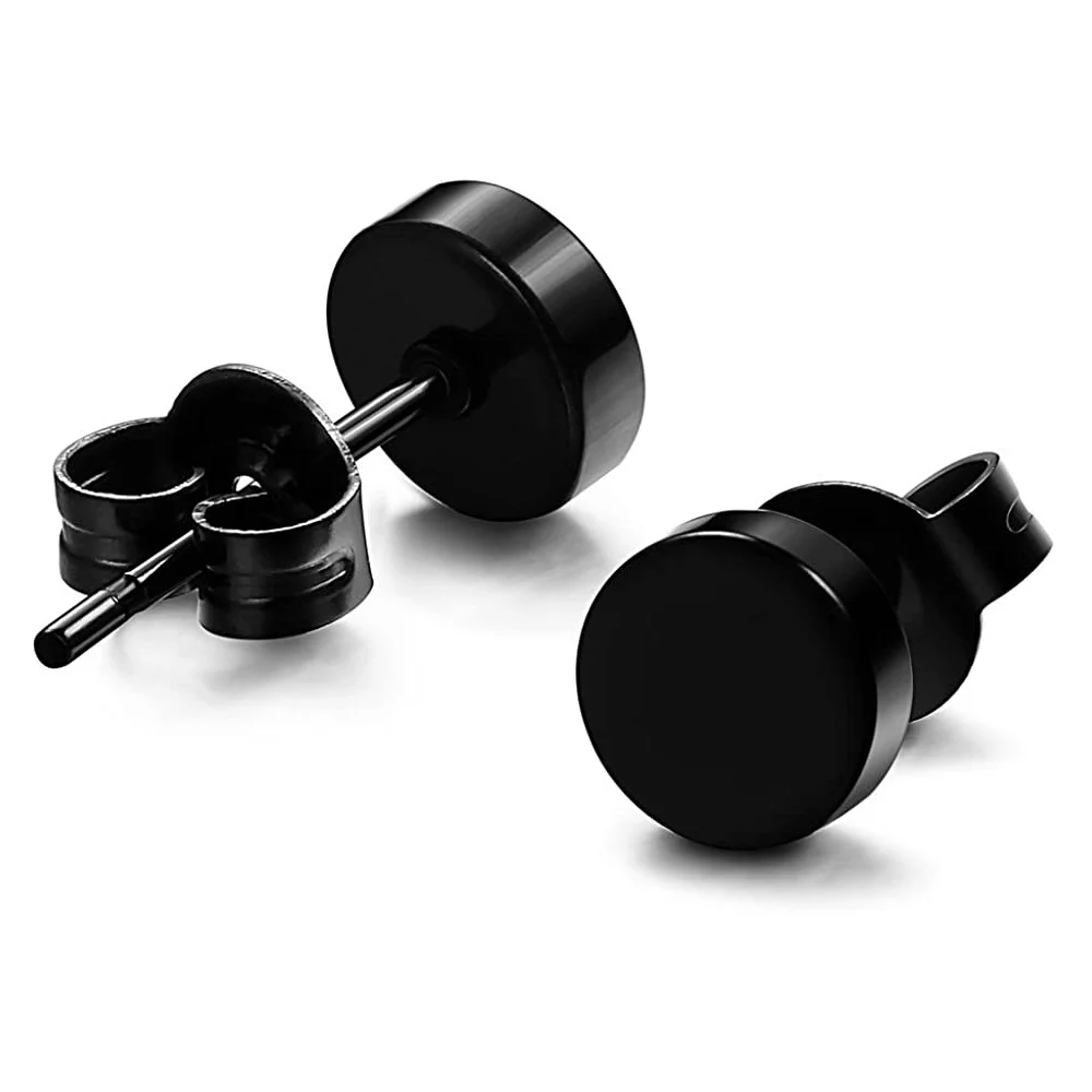 Punk square black zircon stud earrings set 6mm