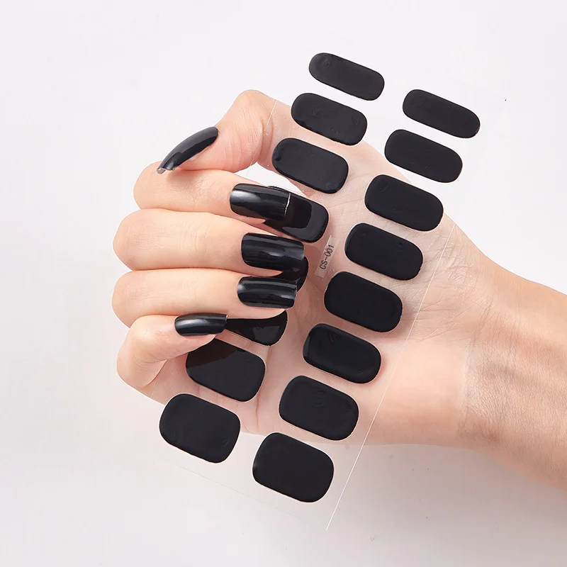 Solid Color Nail Stickers 16 Per Sheet Eco-Friendly Resin Ink 28 Shades