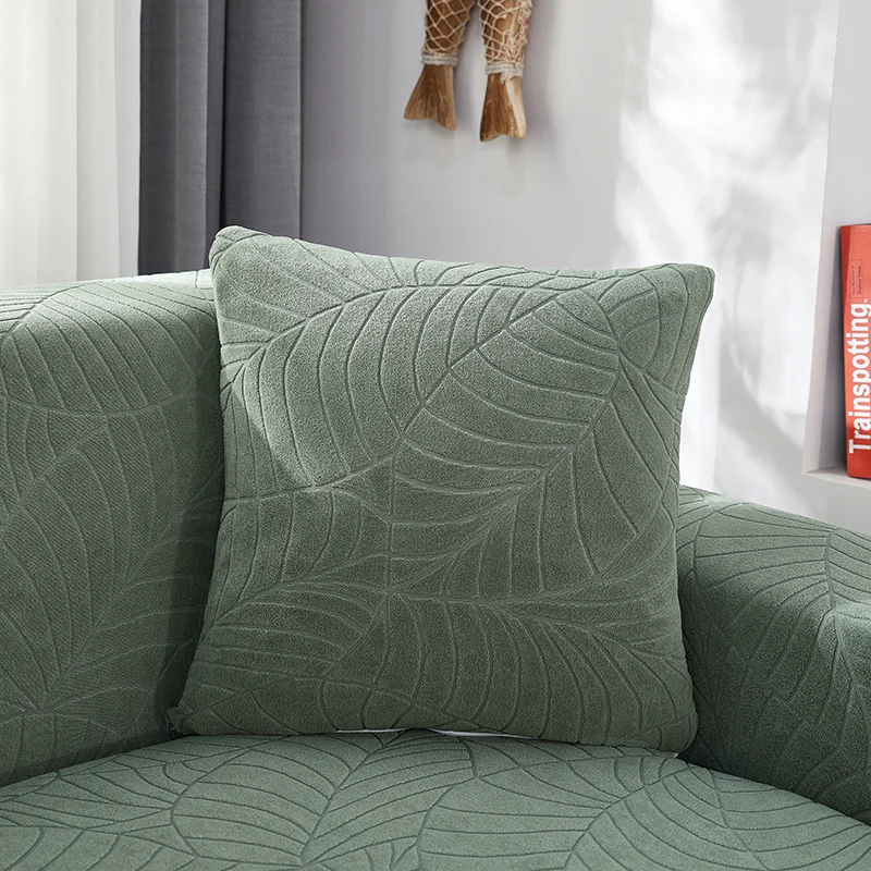 Pure Color Jacquard Big Leaf Nordic Fashion Knitted Pillow Case