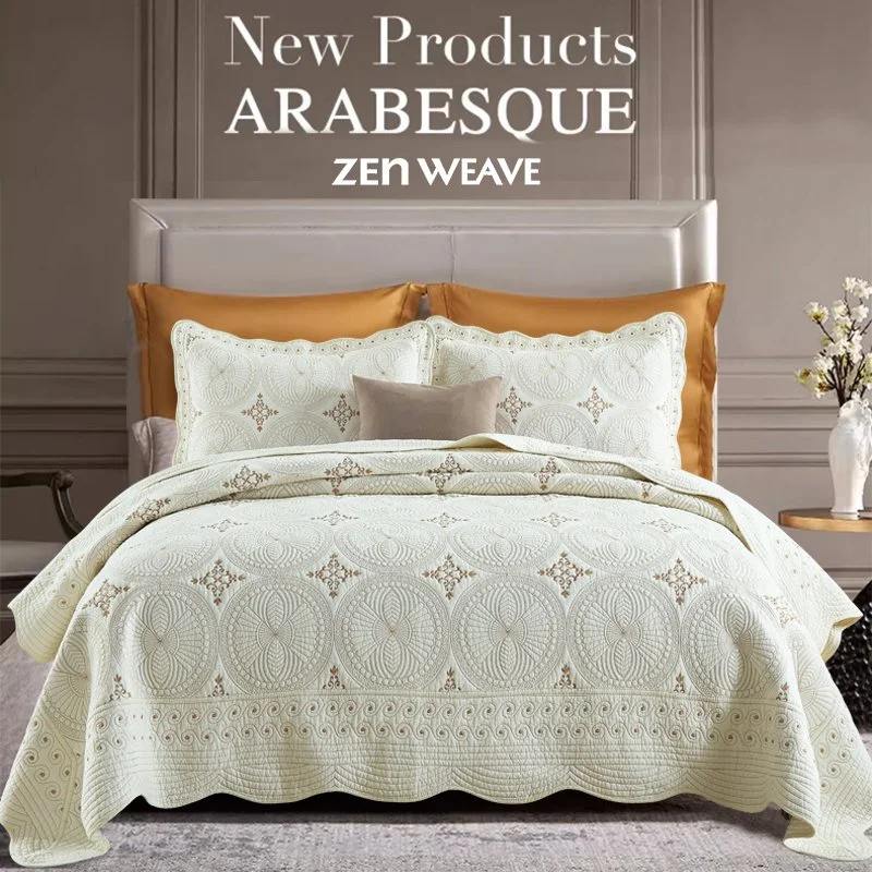 Quilted Bedspread Set Cotton Filled Whole Sheet Quilting Skin-friendly Soft Breathable Non-slip Anti-wrinkle No Static Electricity All-season Lightweight Bedding No Clumping Pre-shrunk Envelope