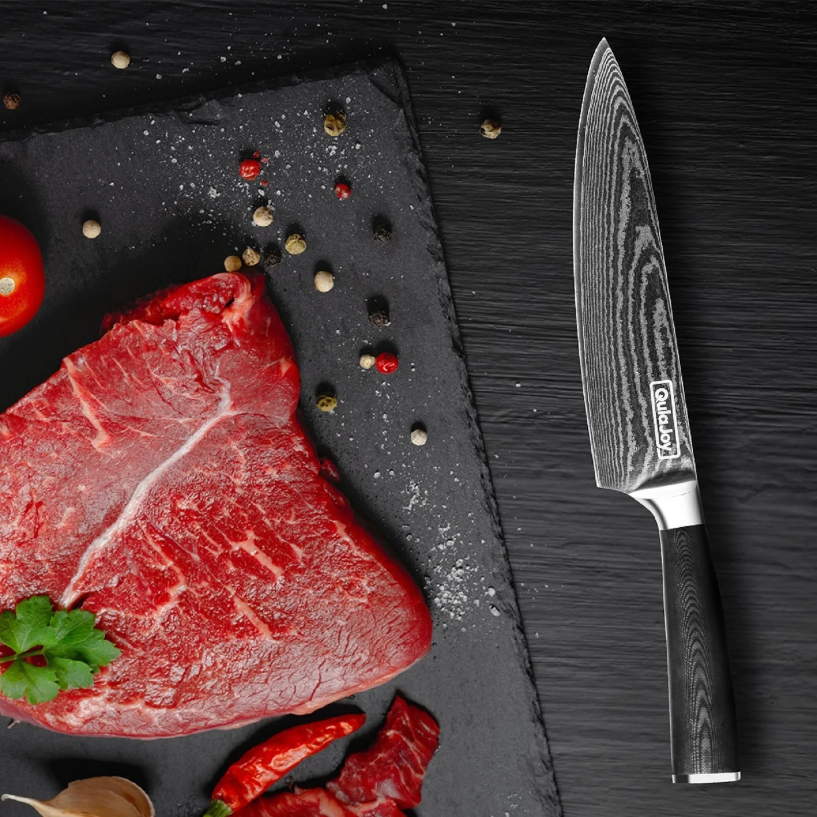 Qulajoy 8 Inch Chef Knife, Ultra Sharp Japanese Damascus Vg-10 Blade,professional Kitchen Knife with Ergonomic G10 Handle and Sheath