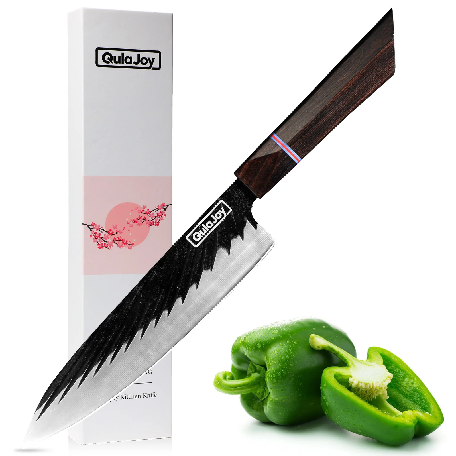 Qulajoy 8 Inch Japanese Chef Knife, Professional Hand Forged High Carbon Steel Kitchen Chef Knife,cooking Knife with Ebony Handle
