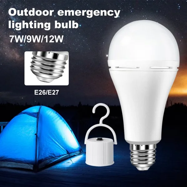 Rechargeable LED Bulb with Built-in Battery and Hook for Emergency Power Outages