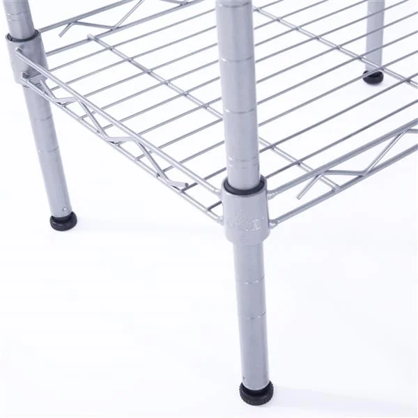 Rectangular Four Story Household Storage Rack, Silver Gray