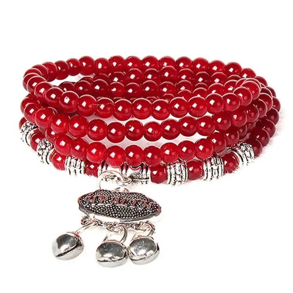 Deep Red Agate Beaded Good Luck Bracelet for Wrist