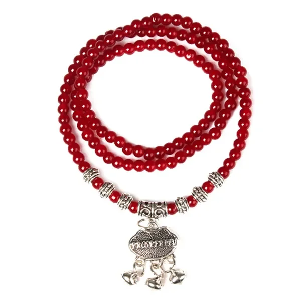 Deep Red Agate Beaded Good Luck Bracelet for Wrist