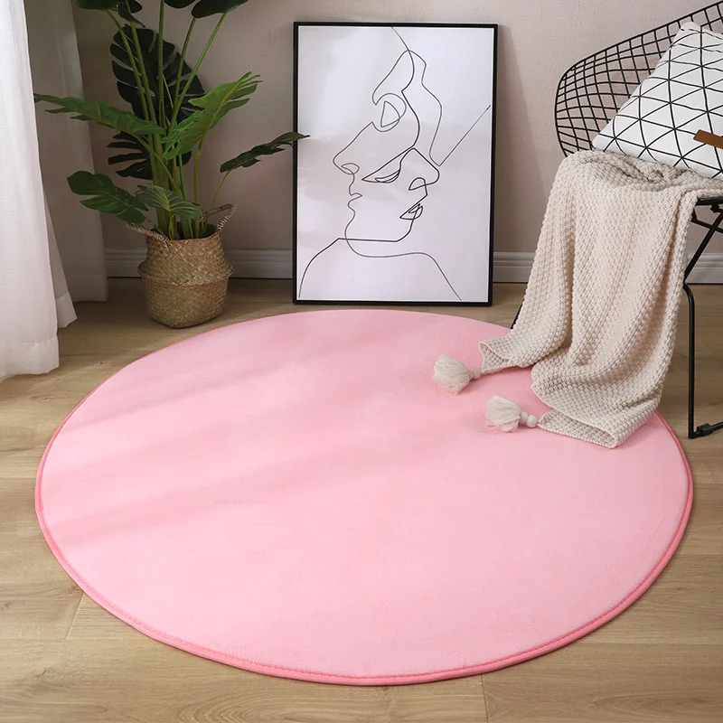 Round Coral Fleece Carpet Home Bedroom Rocking Chair Cushion