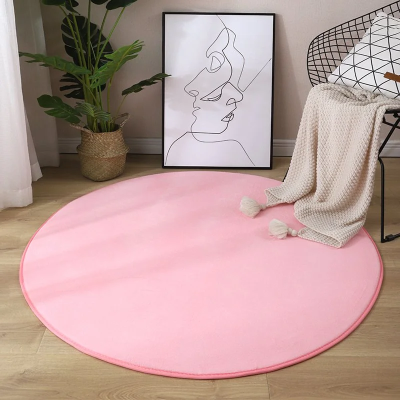Round Coral Fleece Carpet Home Bedroom Rocking Chair Cushion