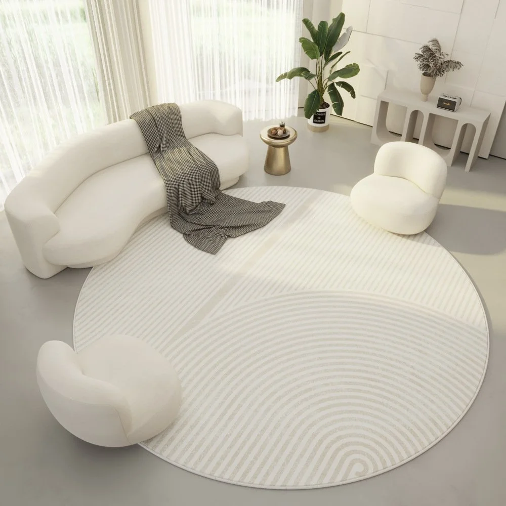 Round Living Room Carpet Ring Velvet Modern Simple Cream Color Porch Bedroom Bedside Blanket Non-slip Floor Ma