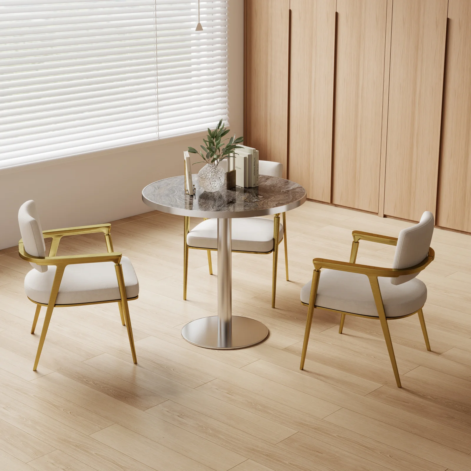 Round Modern Dinning Table 31.5 Inches Bistro Table Tulip Table with Faux Marble Top,easy Assemble,sturdy Metal Frame Diameter
