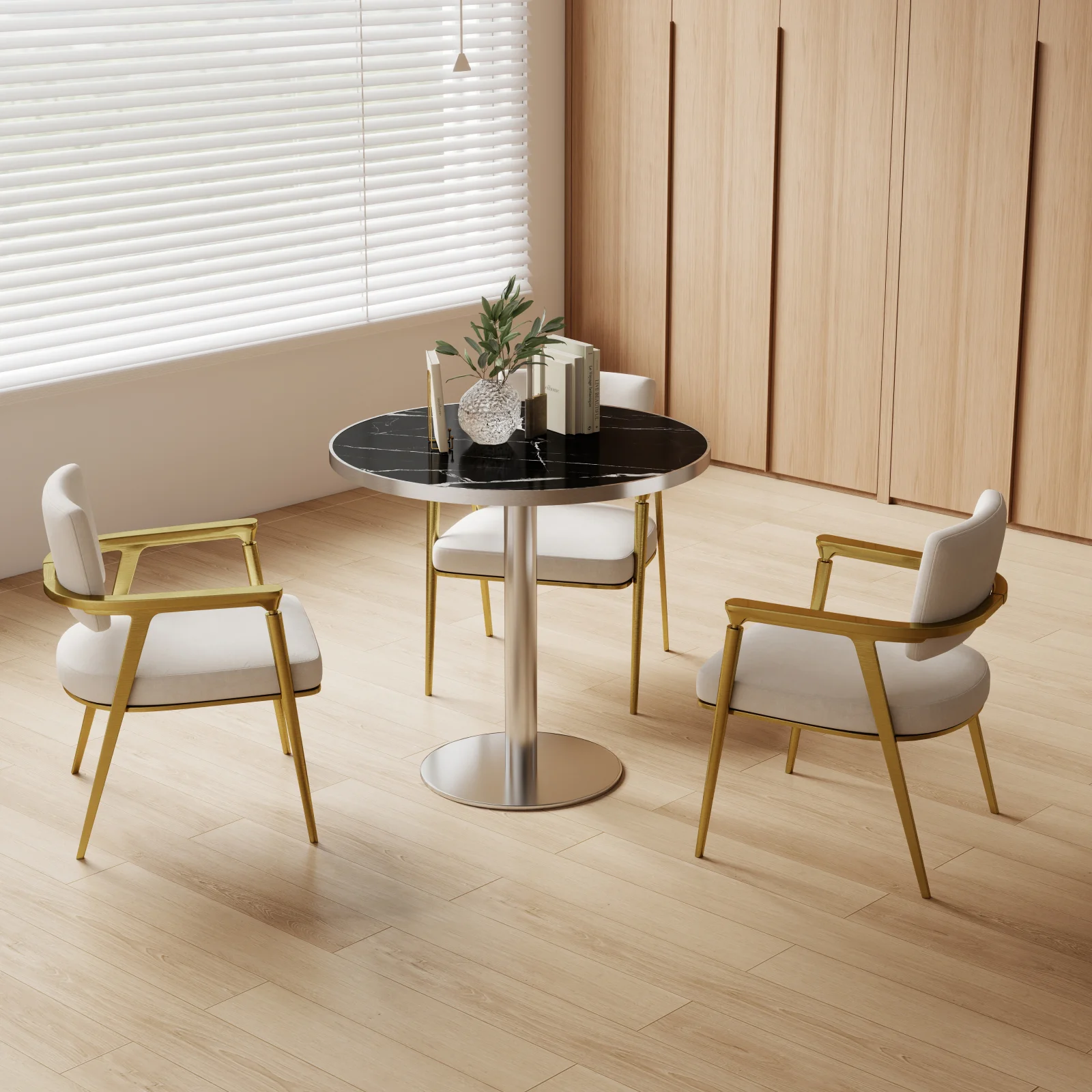 Round Modern Dinning Table 31.5 Inches Bistro Table Tulip Table with Faux Marble Top,easy Assemble,sturdy Metal Frame Diameter