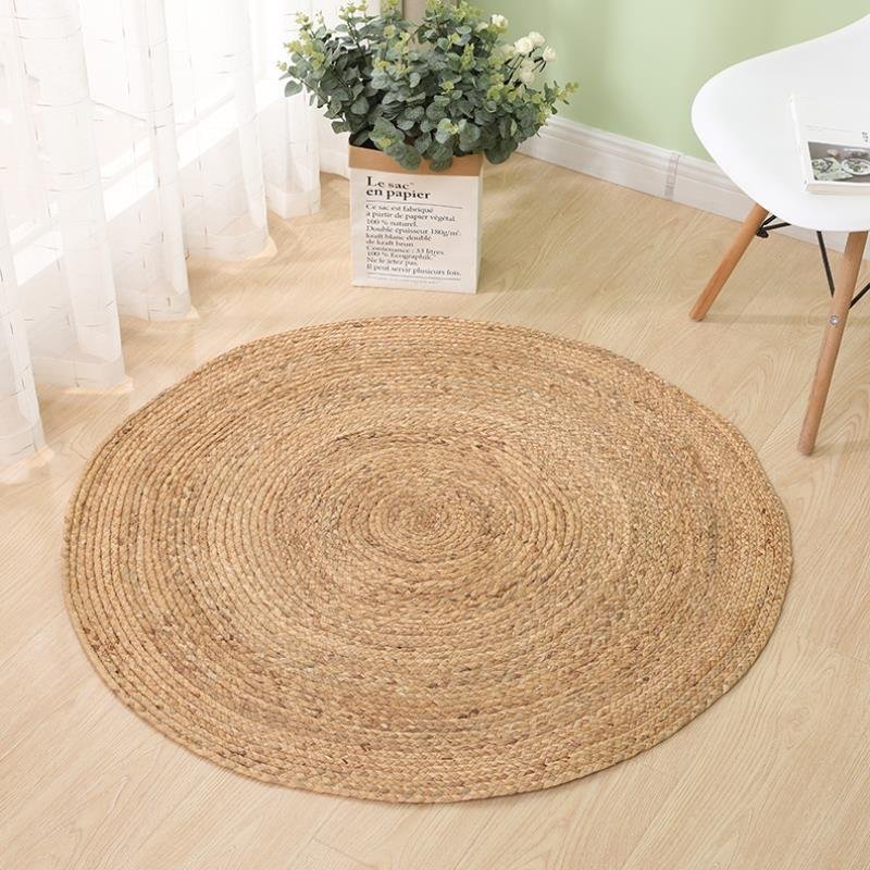 Round Rattan Carpet Bedroom Bedside Mat Woven Water Grass Mat Living Room Reed Coffee Table Mat Photography De