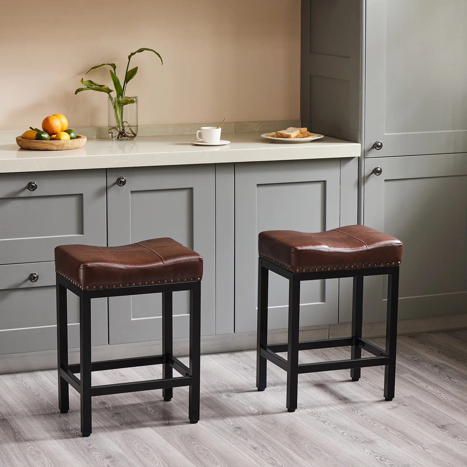 Saddle Bar Stool Kitchen Stools, Sturdy Steel Frame