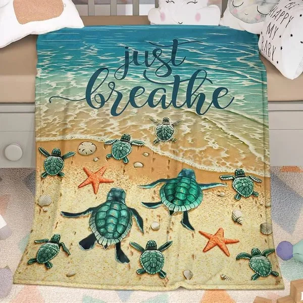 Sea Turtle Flannal Throw Blanket for Teens Boys Men Many Sea Turtle Pattern Blanket Soft Flannal Throw Blanket