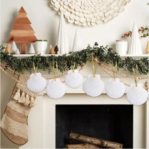 Seashells for Crafting Christmas Ornaments 24pcs 2-3 Inch Hanging Sea Shells Natural White Scallop Shells for Crafts