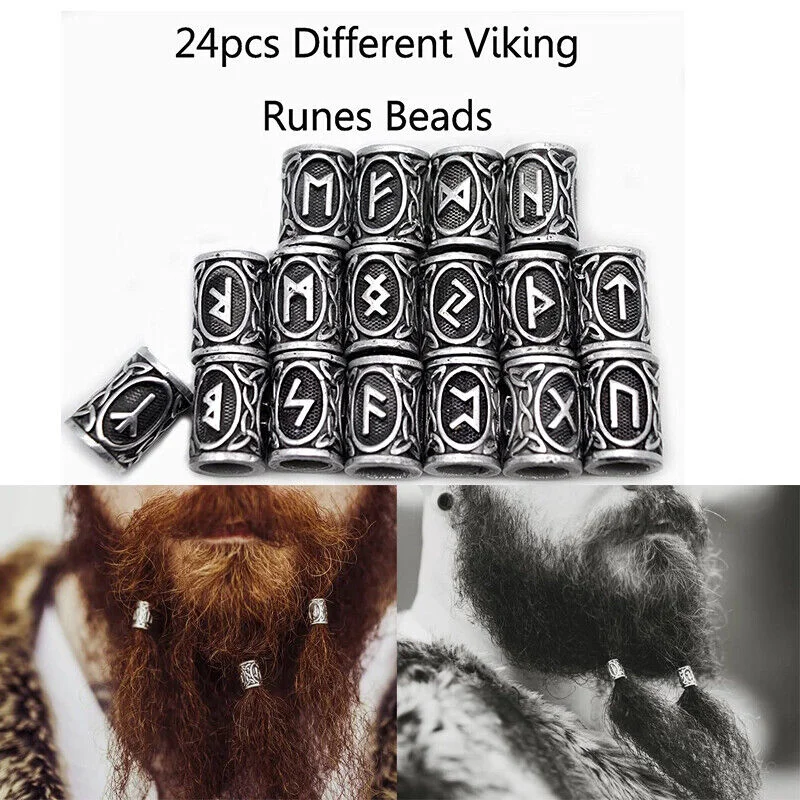 Set of Viking Rune Beard Beads