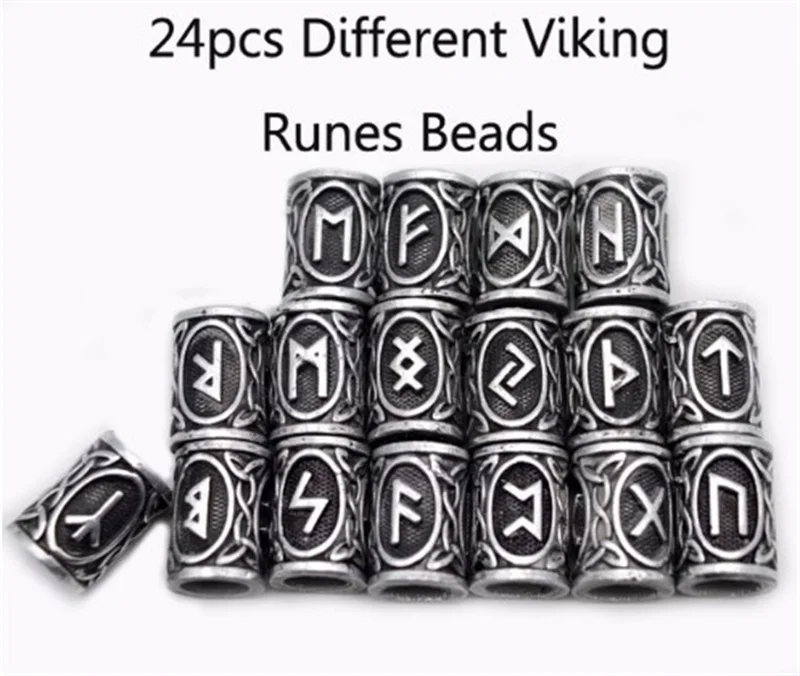 Set of Viking Rune Beard Beads