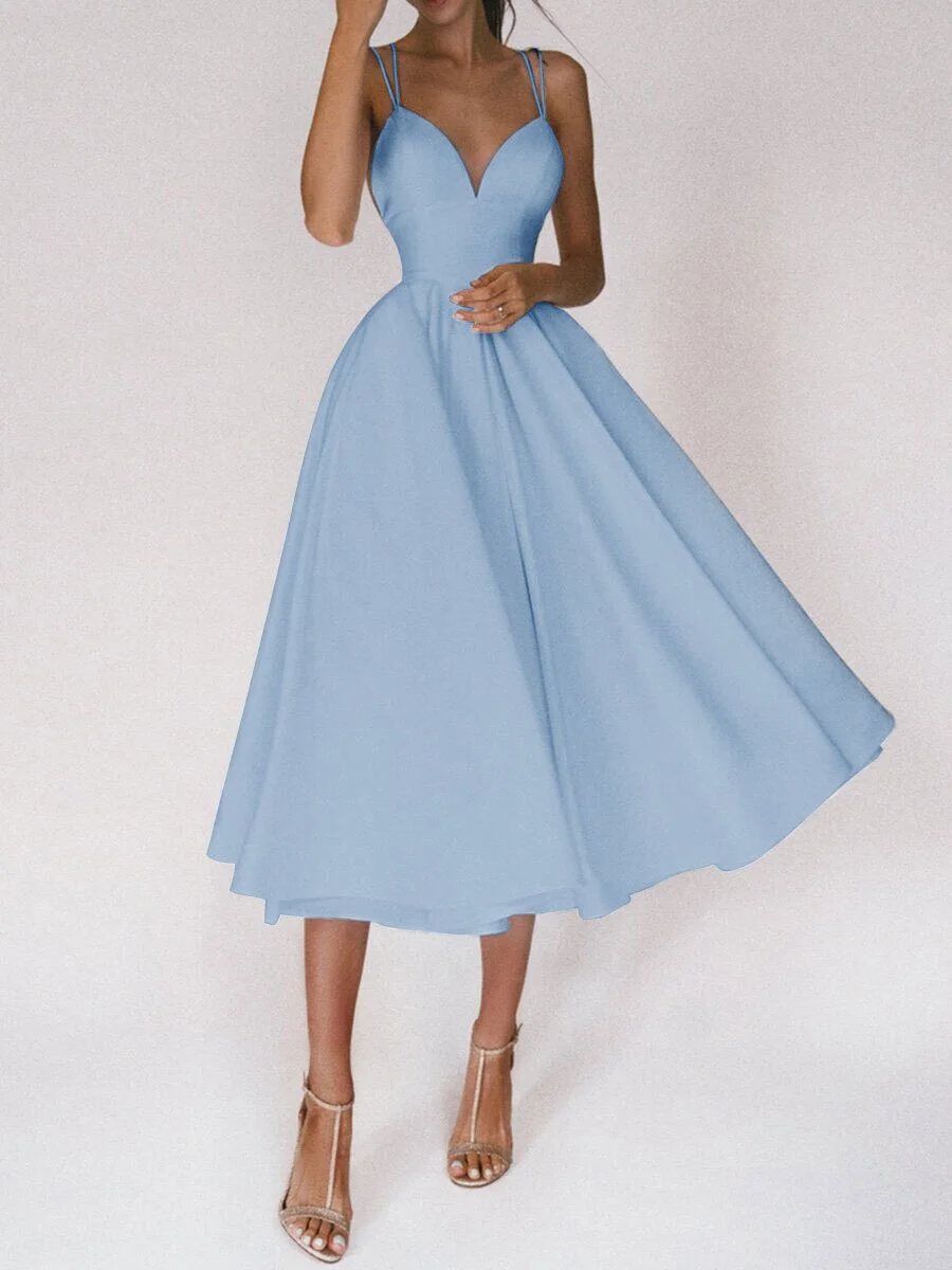 Sexy V-neck Suspender Dress Summer Fashion A-line Long Dresses for Women