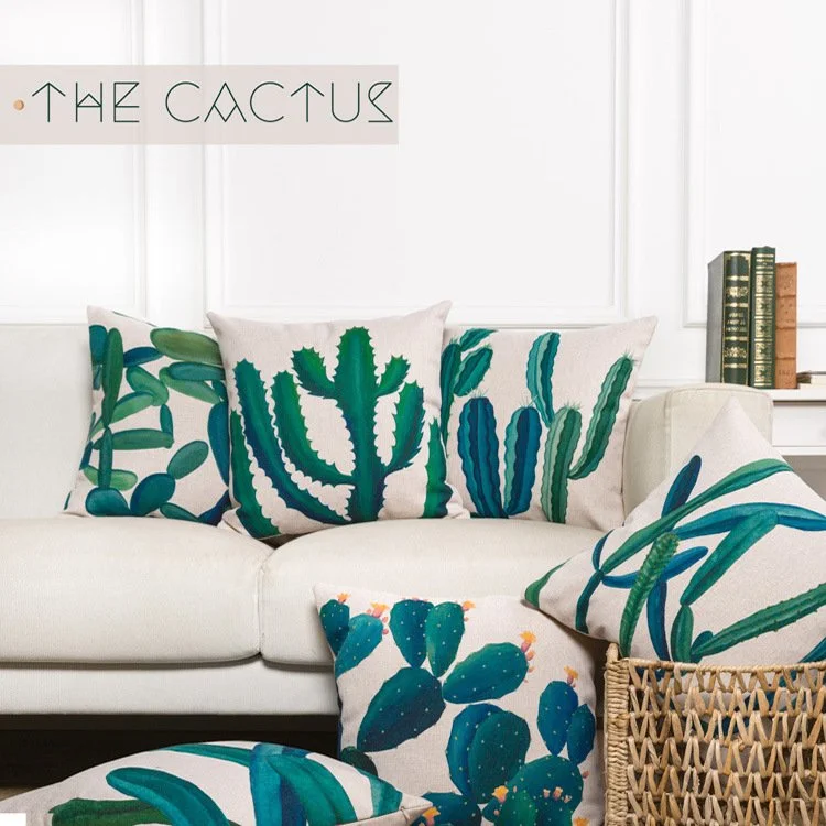 Sheets Cactus Pattern Cushion Cover Printed Polyester Pillow Case 45 45cm Throw Pillow Case Decorative for Hom