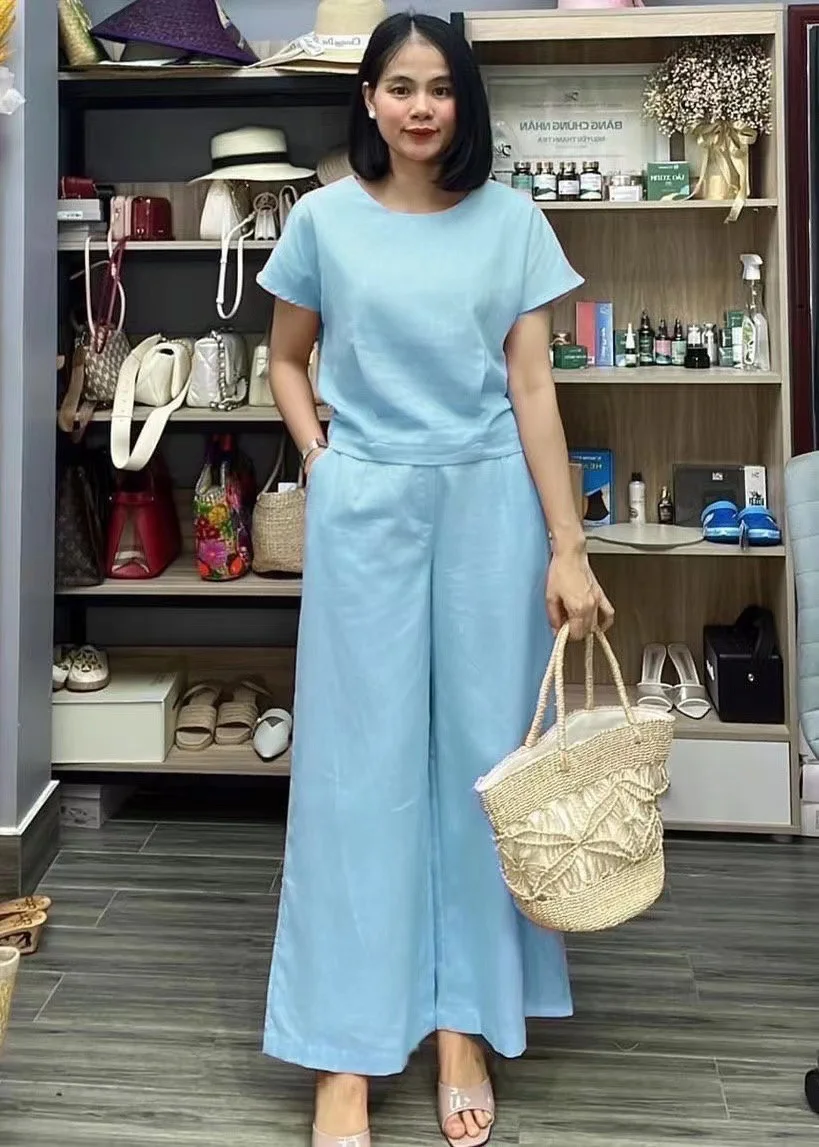 Short Sleeved Temperament Commuting Two-piece Set for Women