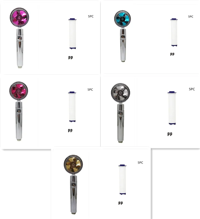 Shower Head Water Saving Flow 360 Degrees Rotating with Small Fan Abs Rain High Pressure Spray Nozzle Bathroom Accessories