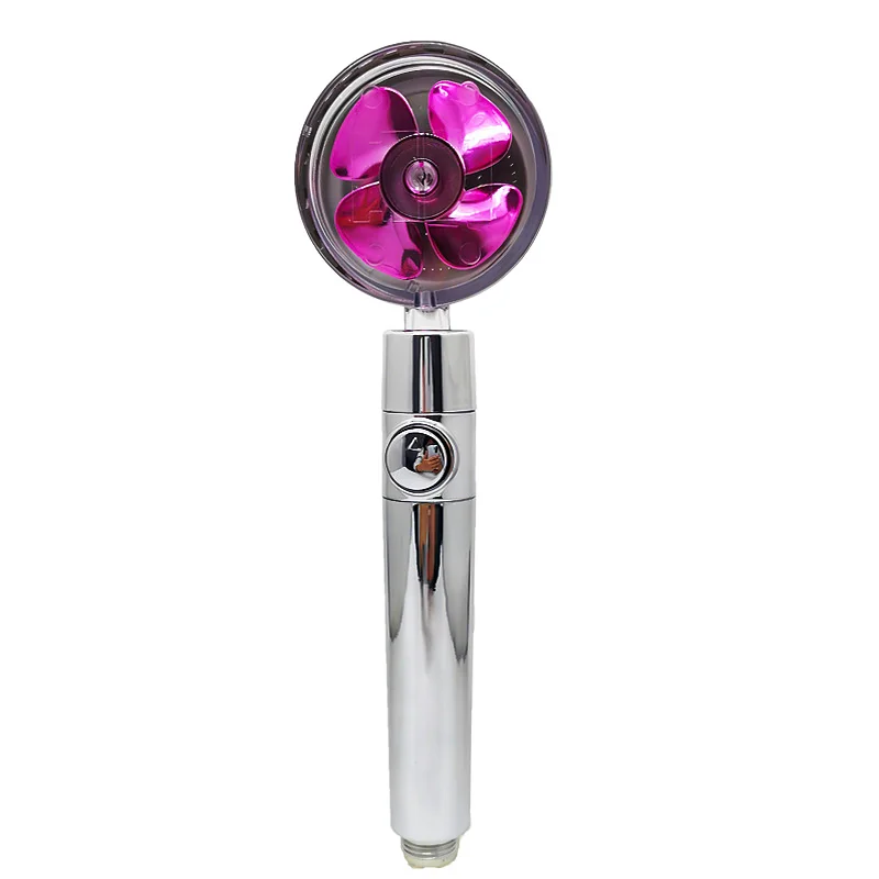 Shower Head Water Saving Flow 360 Degrees Rotating with Small Fan Abs Rain High Pressure Spray Nozzle Bathroom Accessories