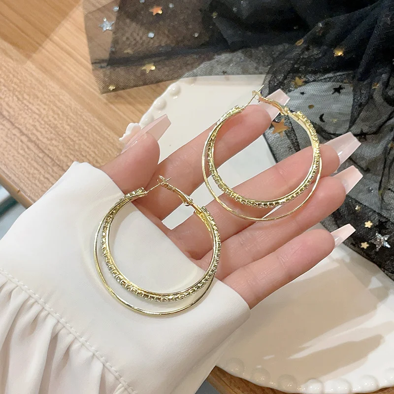 2507 Gold and Silver Geometric Simple Earrings – Cold Metal Ring Style