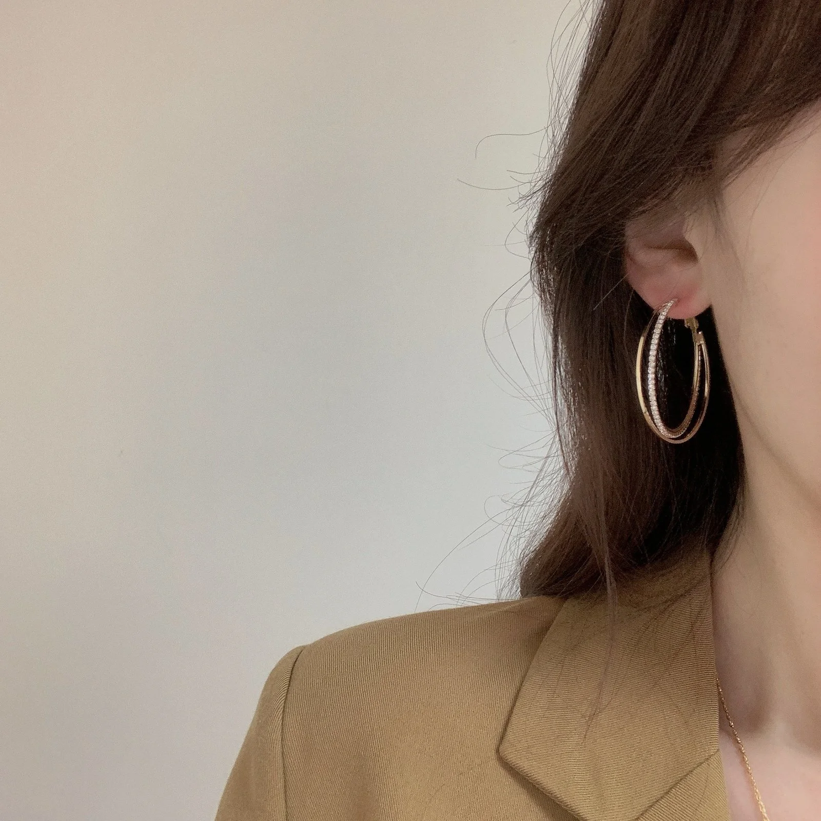 2507 Gold and Silver Geometric Simple Earrings – Cold Metal Ring Style