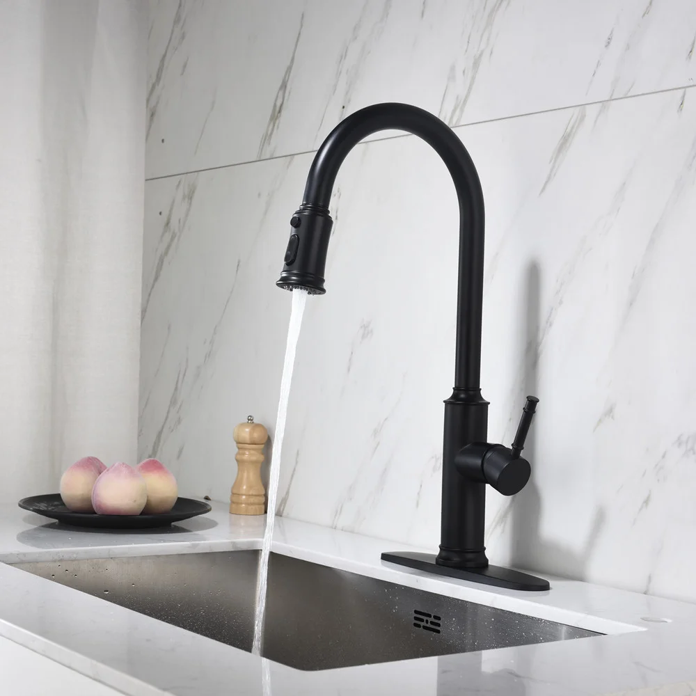 Single-handle Pull-down Kitchen Faucet with Dual-function Sprinklers