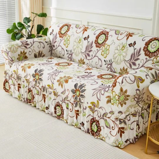 Sofa Cover All-inclusive Universal Straight-row Vintage One-piece Skirt-style Sofa Cover