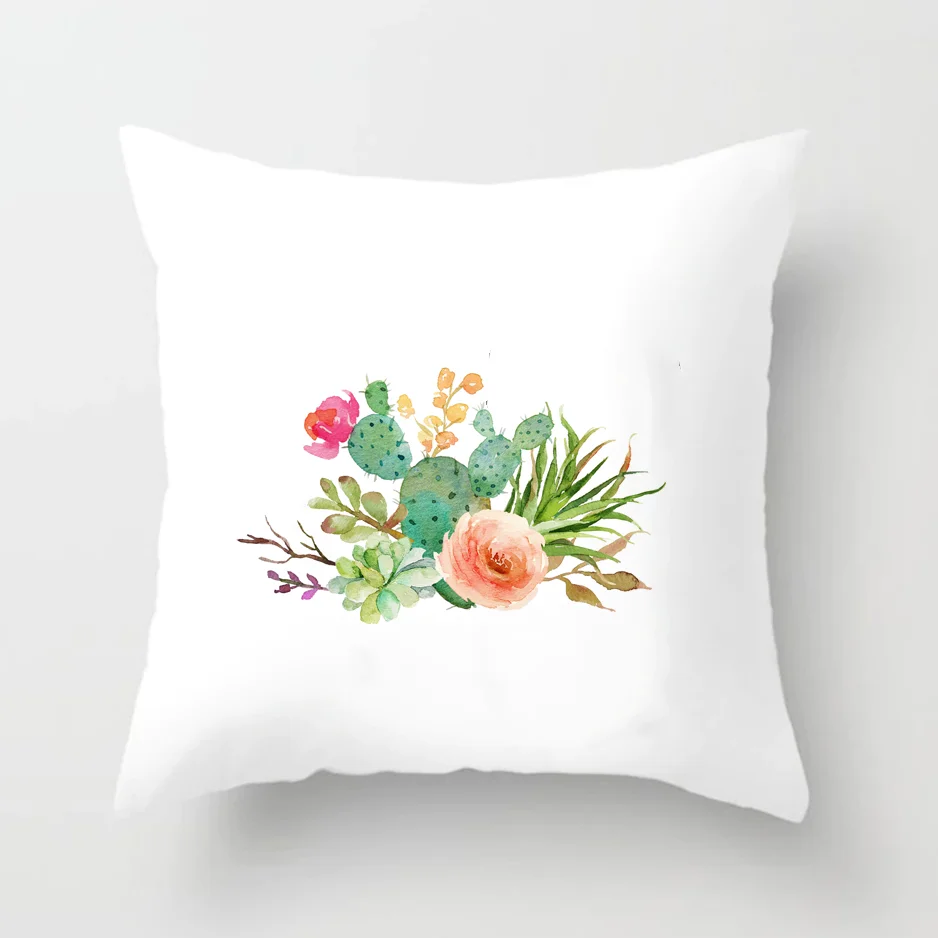 Soft Cactus Print Throw Pillow Cushion Cover