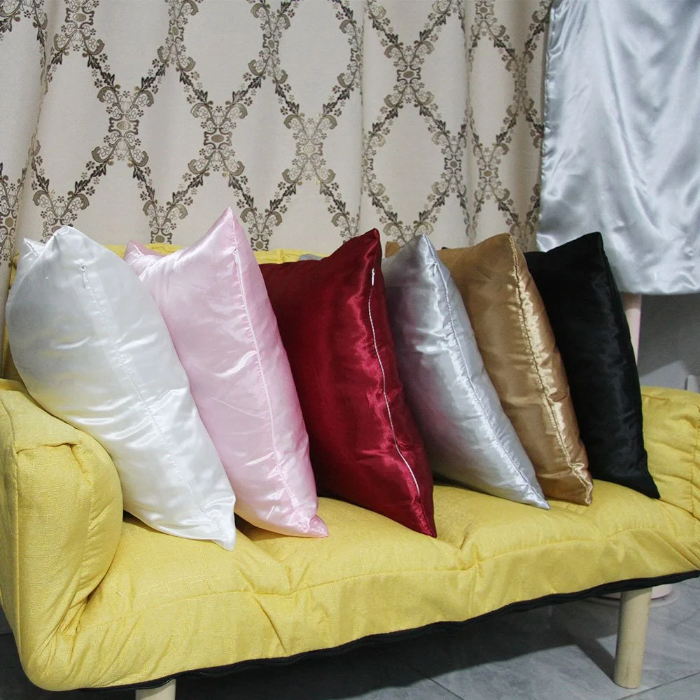 Solid Color Imitation Silk Sofa Cushion Cover
