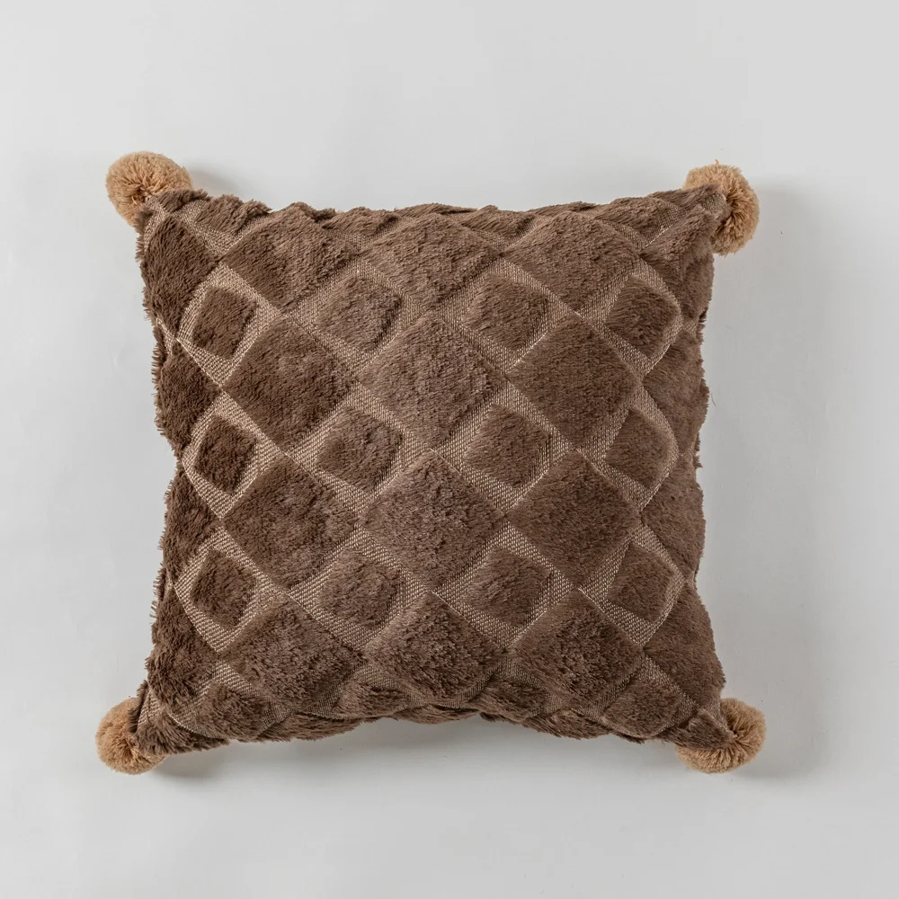 Solid Color Plush Ball Sofa Cushion