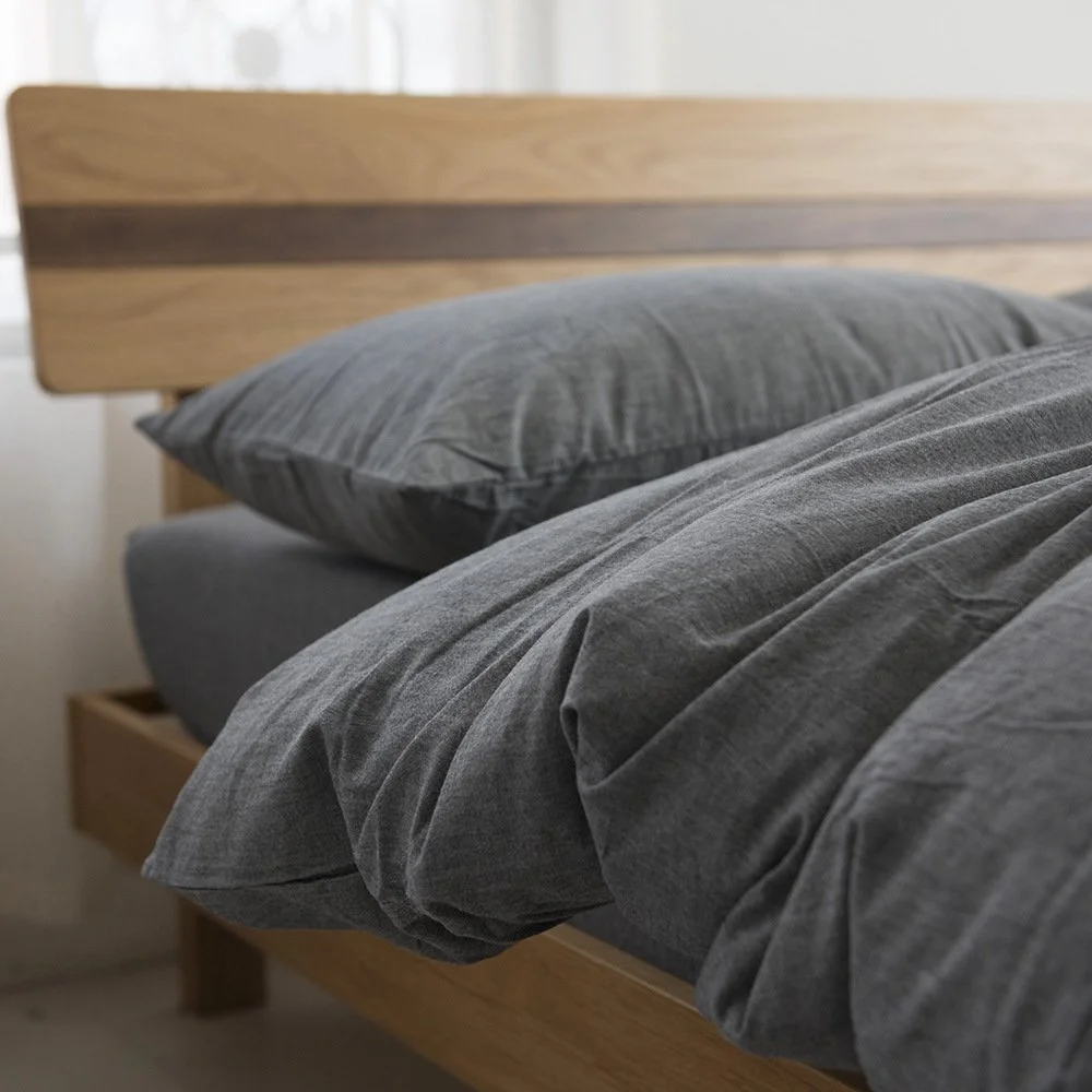 Dark Grey Woven Washed Cotton Pillowcase – Simple Solid Color Bedding