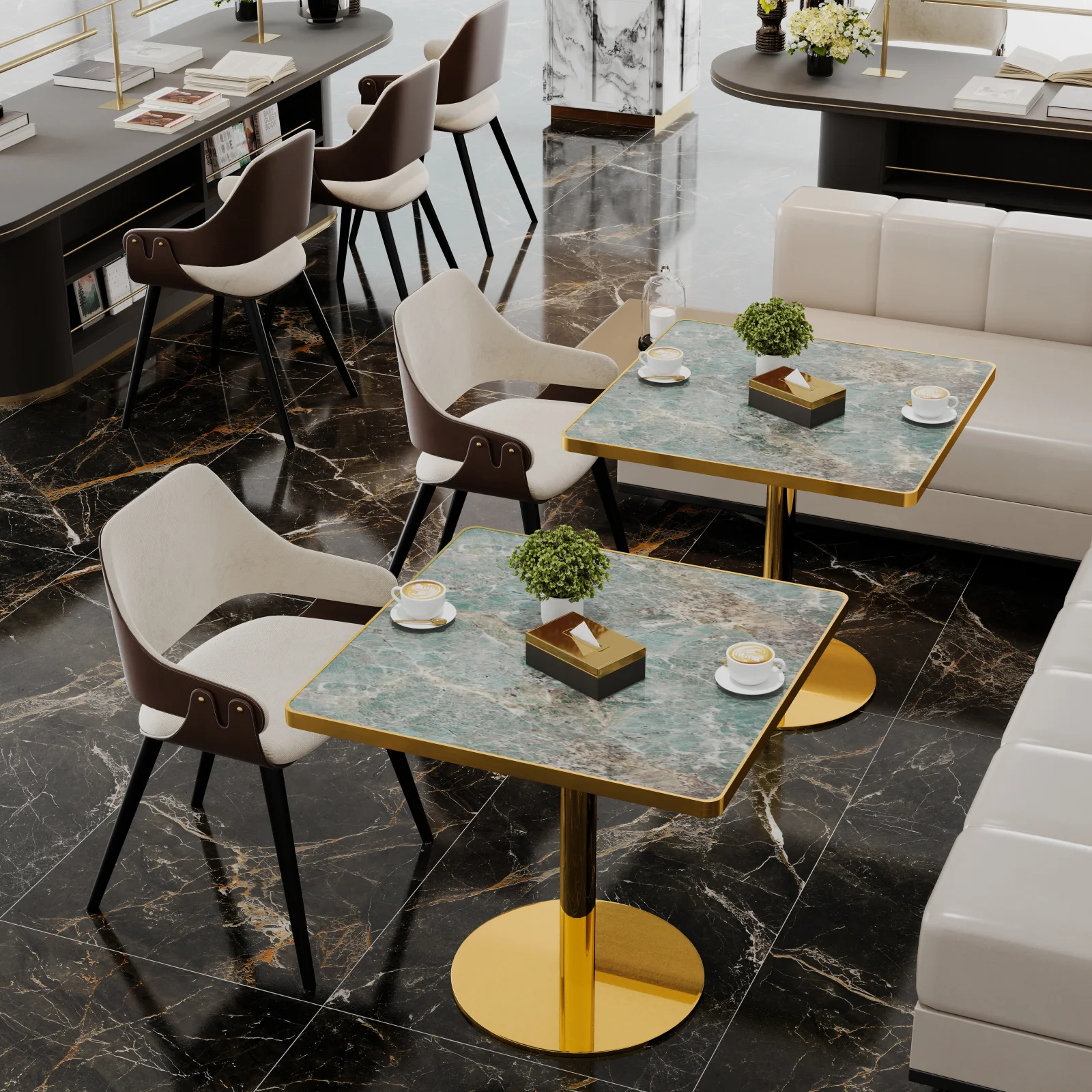 Square Modern Dinning Table 31.5 Inches Bistro Table Tulip Table with Faux Marble Top,easy Assemble,sturdy Metal Frame Diameter