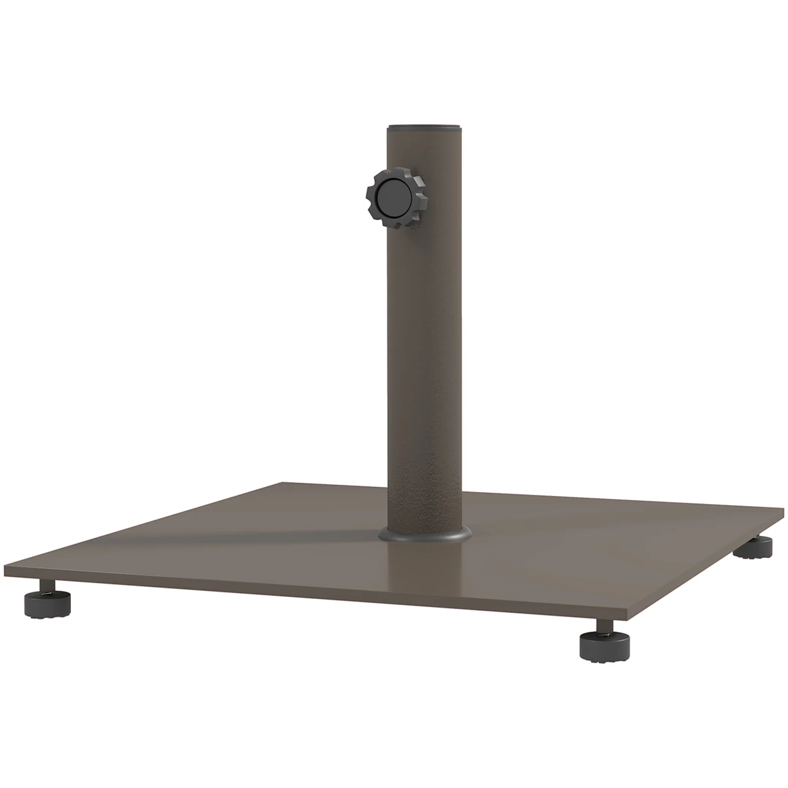 Square Patio Umbrella Base, 29 Lbs Metal Umbrella Stand Base with Adjustable Foot Pads, Heavy Duty Patio Umbrella Holder for 1.51.9 Umbrella Poles for Outdoor, Lawn, Poolside, Brown