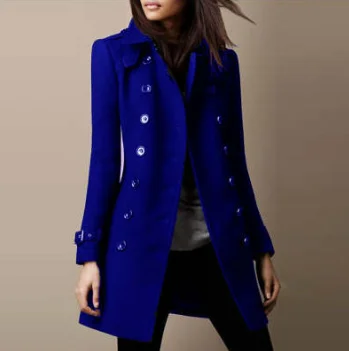 Streetwear Women Jackets Lined Double-breasted Ladies Loose Wool Overcoat Elegant Lapel Solid Pocketed Coats for Autumn Winter
