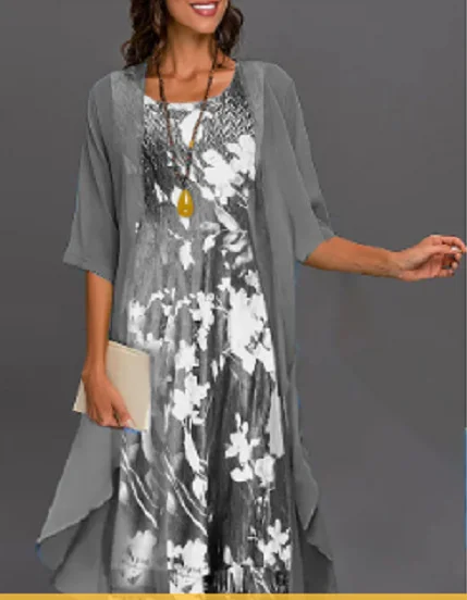 Summer Chiffon Dress Two-piece Set
