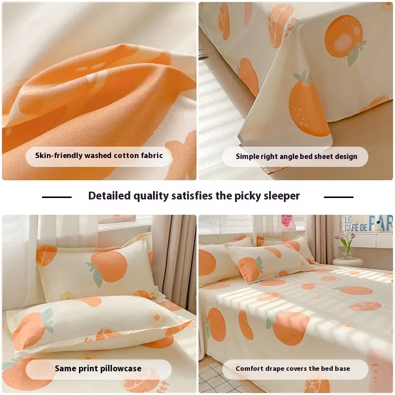 Summer Washed Cotton Bed Sheet Student Dormitory