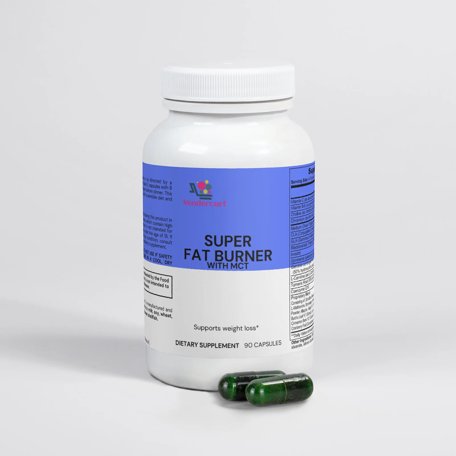 Fat Burning Supplement with MCT Oil, Vitamin B6 & L-Carnitine for Metabolic Support and Liver Health