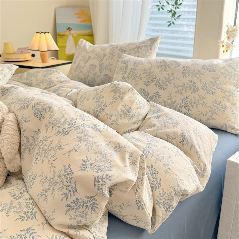 Super Soft Glutinous Clouds Cotton Four-piece Set Washed