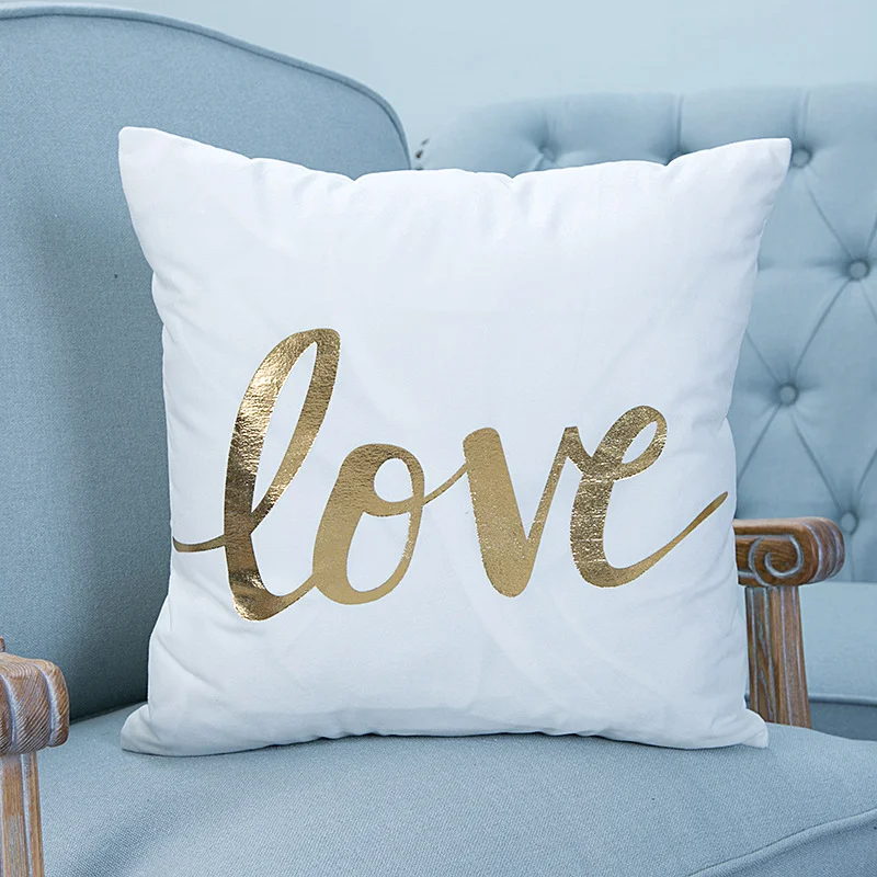 Super Soft Pineapple Love Letter Bronzing Hot Silver Pillowcase Cotton and Linen Car Sofa Cushion