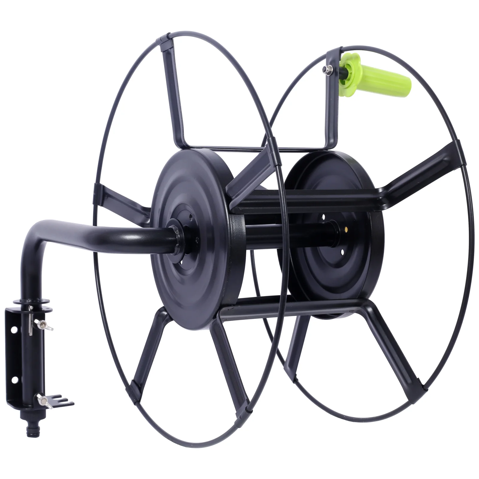 Swivel Hose Reel Wall Mount with 180° swivel, stores up to 82 ft of 5/8" garden hose