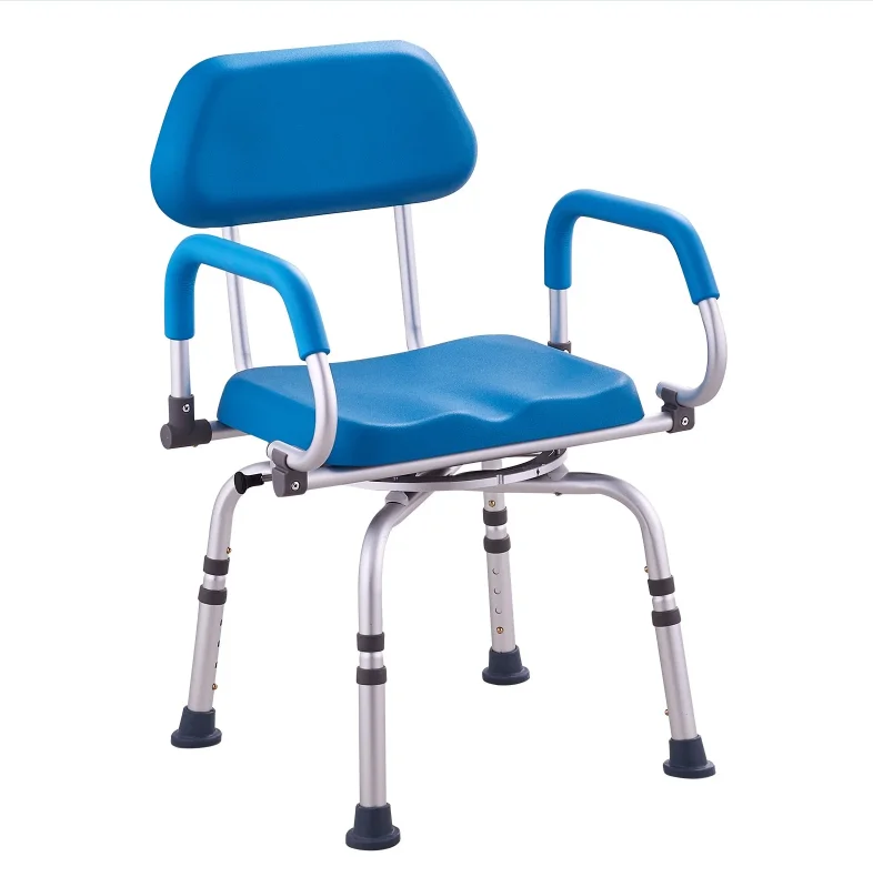Swivel Shower Chair 360 Degree, Adjustable Shower Seat with Pivoting Arms & Padded Bath Seat for Inside Shower or Tub, Non-slip Rotating Bathtub Chair for Elderly Disabled, 300lbs Capacity