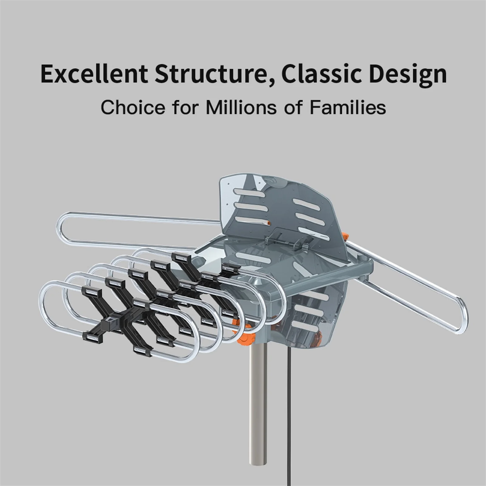 360° UV Dual‑Band Outdoor TV Antenna with Black Bracket, 28‑36 dB Gain