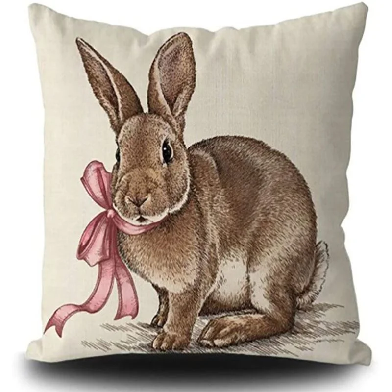 Textured Nordic Simple Linen Throw Pillow Cover with Peach Skin