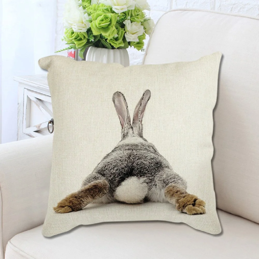 Textured Nordic Simple Linen Throw Pillow Cover with Peach Skin
