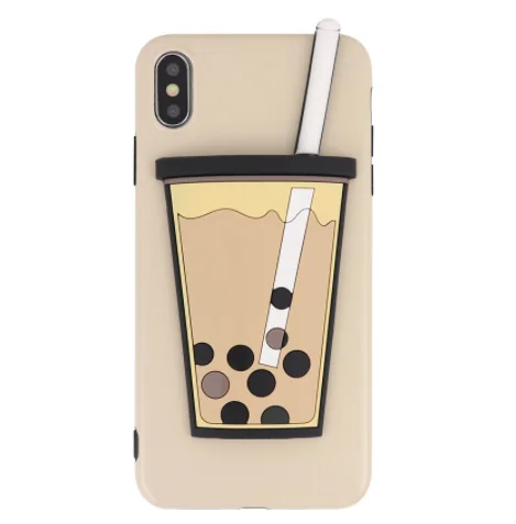 Three-dimensional Pearl Milk Tea Silicone Phone Case