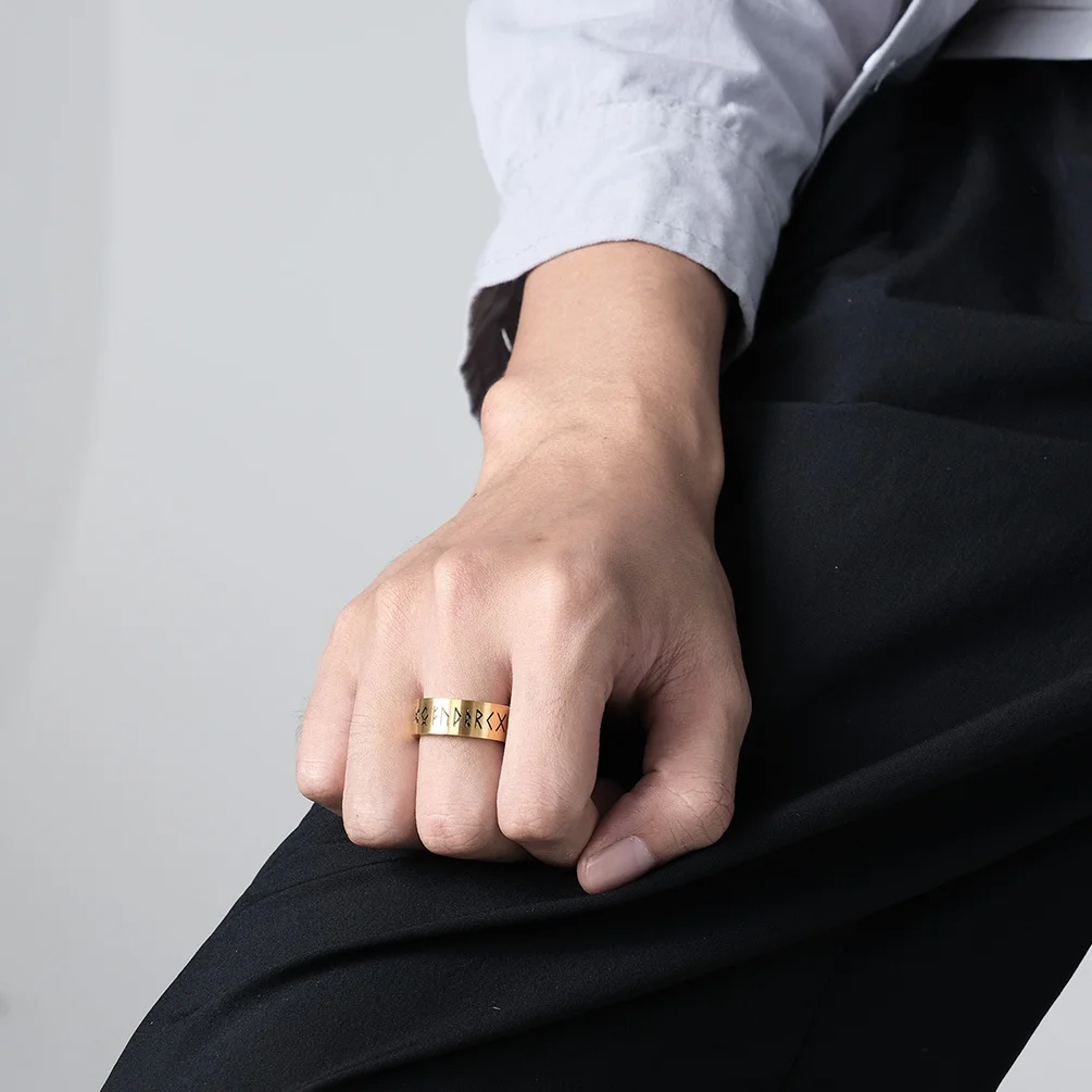 Titanium steel matte brushed geometric ring – unisex bracelet in steel, gold, black